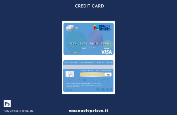 modello di carta visto bancario Bolivia Banco Union stile verificato